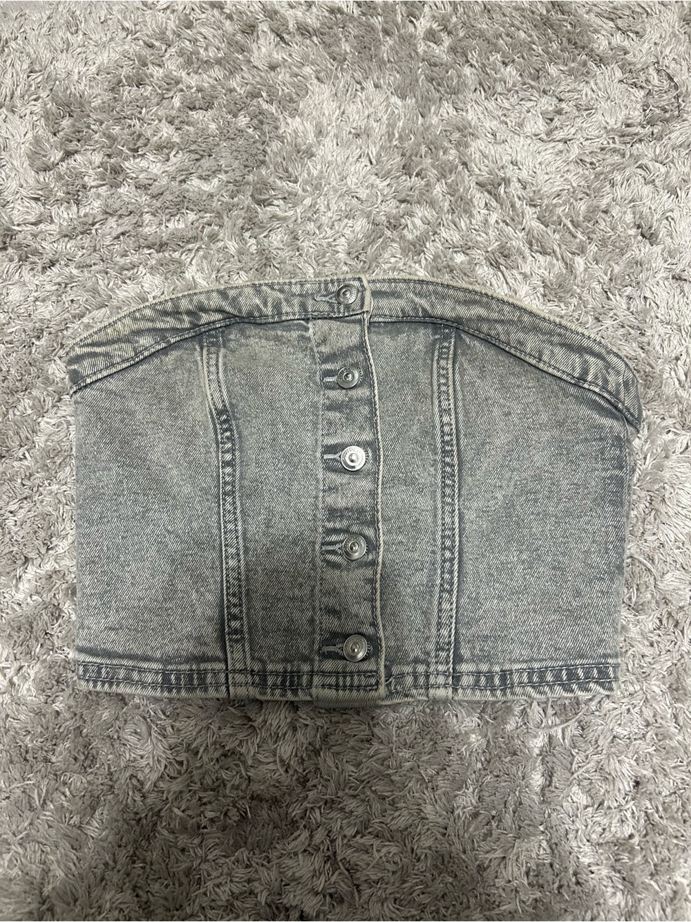 H&M Light Grey Acid-Wash Denim Top